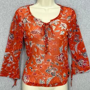 Vtg My Michelle Top Size M Sheer Floral Festival Fairy Rave Boho Dopamine Sexy